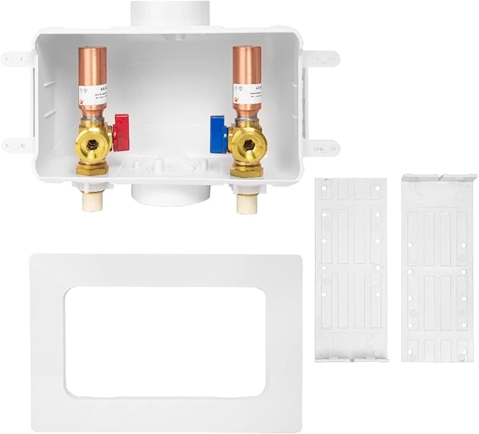 EFIELD Premium Washing Machine Outlet Box with Center Drain, 1/2 inch CPVC x 3/4 inch MHT (1/2"-Inch CPVC Connection with Copper Water Hammer Arrestor,(WM021)