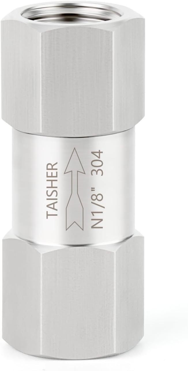 TAISHER 1PCS 304 Stainless Steel 1/8" NPT Female Check Valve,Backflow Prevention,One Way Non-Return Check Valves