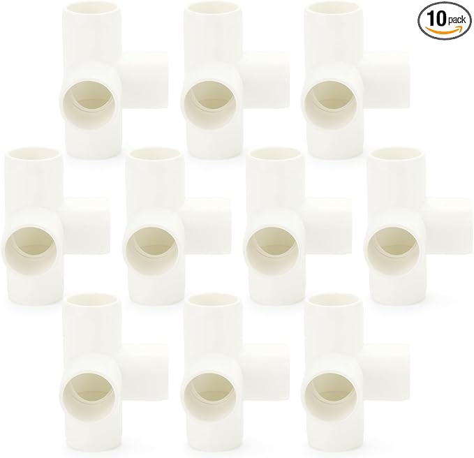 GASHER 10PCS 4Way PVC Pipe Fittings 1-1/4" PVC Furniture Grade Pipe Socket Fittings, For Home or Industrial