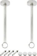2Pcs Ceiling Mount Curtain Rod Holder, Flange Ceiling Mount Bracket with Stainless Steel Shower Curtain Rod Socket