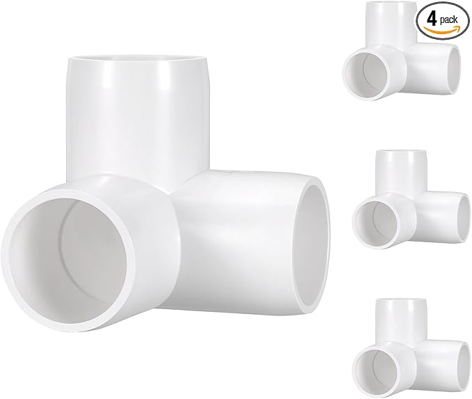 4 Pack 3/4" SCH40 PVC Elbow Pipe Fitting, 3-Way PVC Elbow Corner Side Outlet Tee Fitting, Furniture Grade Pipe Connectors for DIY Creative Project, Pond Protection, Socket x Socket