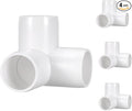 4 Pack 3/4" SCH40 PVC Elbow Pipe Fitting, 3-Way PVC Elbow Corner Side Outlet Tee Fitting, Furniture Grade Pipe Connectors for DIY Creative Project, Pond Protection, Socket x Socket