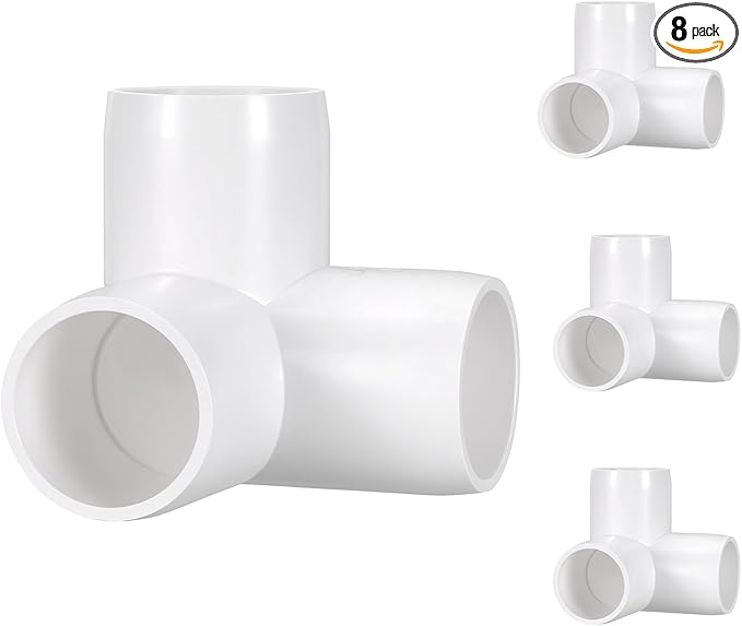 8 Pack 3/4" SCH40 PVC Elbow Pipe Fitting, 3-Way PVC Elbow Corner Side Outlet Tee Fitting, Furniture Grade Pipe Connectors for DIY Creative Project, Pond Protection, Socket x Socket