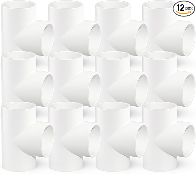 GASHER 12PCS PVC Pipe Fitting 1-1/4" PVC 3 Way Tee Furniture Grade Pipe Socket Fittings, For Home or Industrial