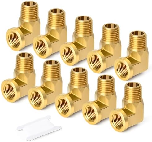 TAISHER 10PCS 90 Degree Barstock Street Elbow, 1/4 Inch NPT Male Pipe to 1/4 Inch NPT Female Brass Pipe Fitting