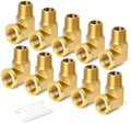 TAISHER 10PCS 90 Degree Barstock Street Elbow, 1/4 Inch NPT Male Pipe to 1/4 Inch NPT Female Brass Pipe Fitting