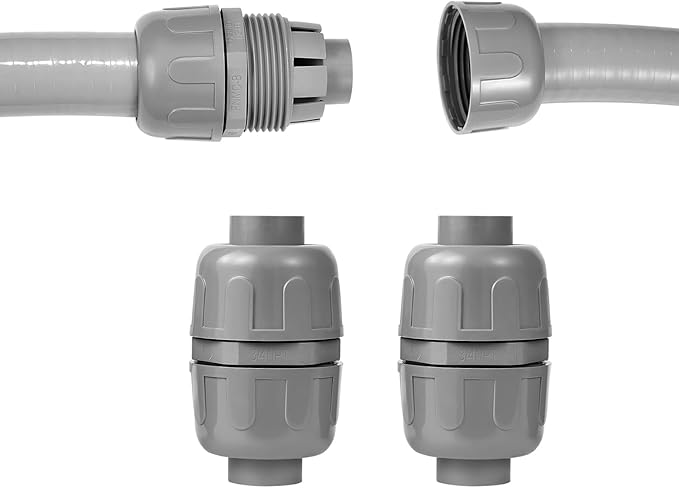 (2Pcs) NPT 3/4 inch Liquid-Tight Connector,PVC Flexible Conduit Double-Ended Connector,Straight 180 Degree,Two-Way Conduit Connector,Electrical Conduit Fittings