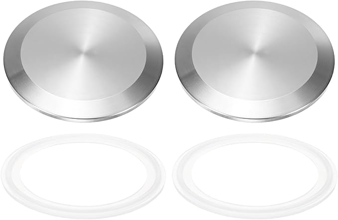uxcell Stainless Steel Sanitary Fitting Clamp End Cap 3" (77.5mm) Solid Tube End Cap with Silicone Gasket for Food Beverage Cosmetics Factory Pipes