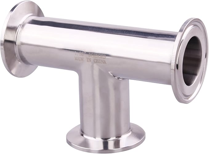DERNORD Clamp Tee 3 Way Stainless Steel 304 Sanitary Fitting Fits 1.5" Tri-clamp, 32mm Pipe OD