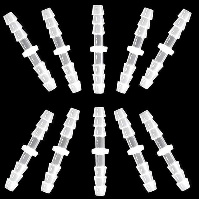Plastic Hose Barb Fitting 3/16" x 3/16" Pipe Connectors Joint Splicer Mender Adapter Union for Aquarium Household Adapters Fuel Gas Liquid Air (Pack of 10)