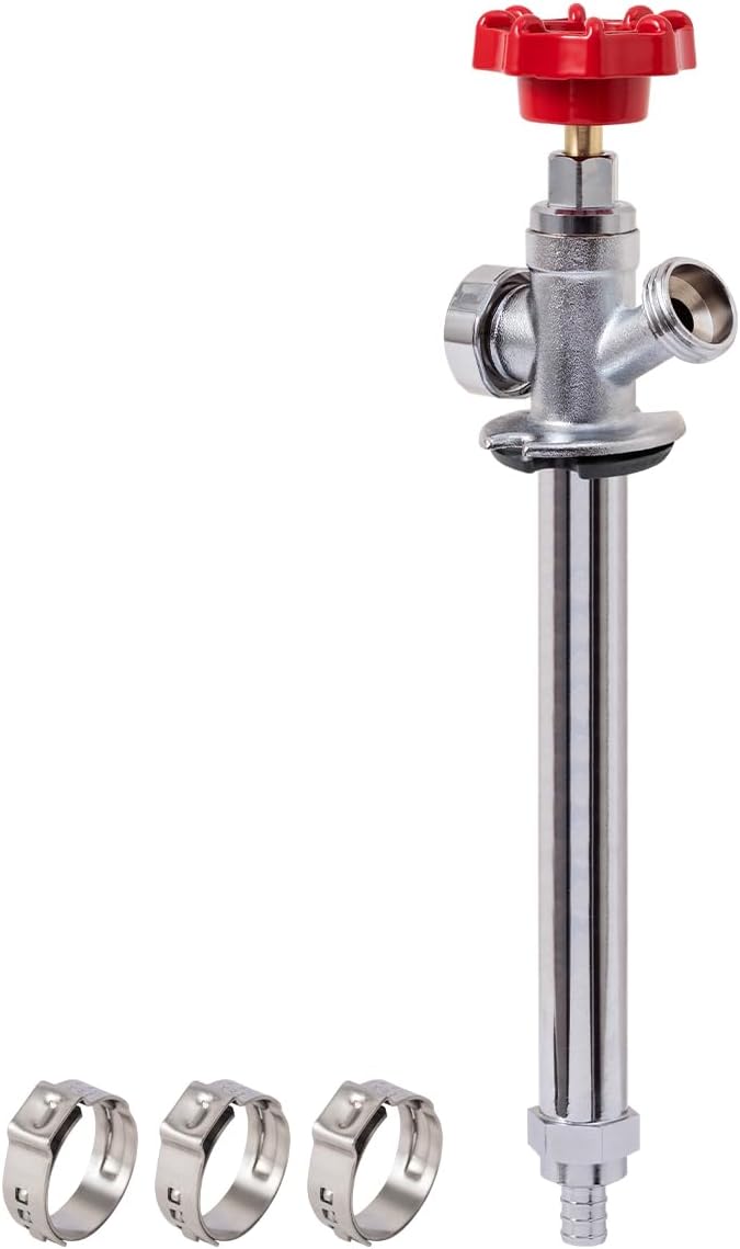 SUNGATOR 8 Inch Frost Free Sillcock, Anti-Siphon Outdoor Hose Valve, 1/2" PEX x 3/4" GHT Hose Bibb, No Lead Brass Garden Faucet/Spigot, Frost Proof Outdoor Water Faucet for PEX Pipe