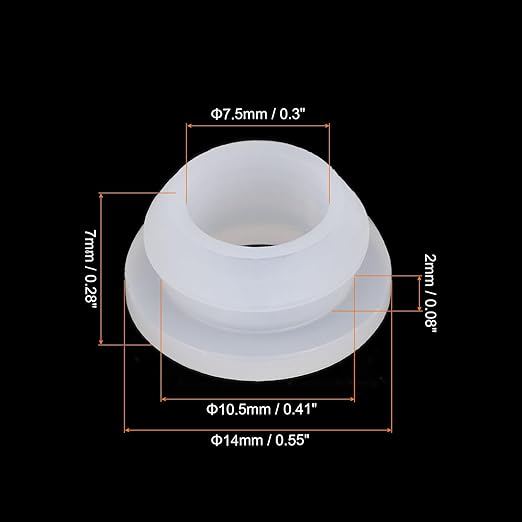 MECCANIXITY 20Pcs Snap Rubber Grommet Plug Mount Dia 10.5mm ID 7.5mm Narrow Groove Width 2mm Seal Anti-Scratch for Electrical Box Cable Pipes Transparent