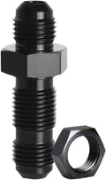 6AN Male Flare Straight Bulkhead Fitting Adapter with 6AN Nut Aluminum Black
