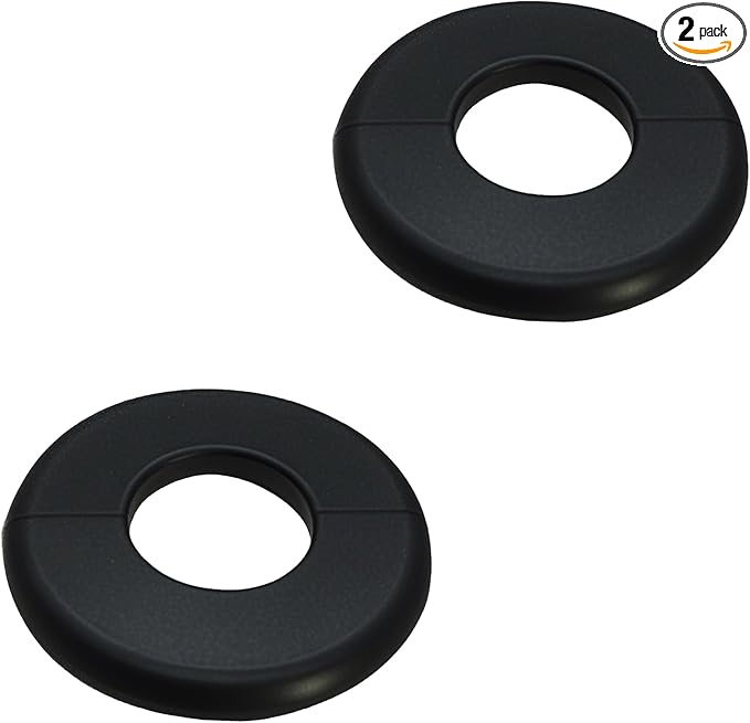 Wall Split Flange 2 Pieces, Pipe Cover Decoration Fit 1.1 inch Outer Diameter Pipe, ABS Round Self-Adhesive Escutcheon Plate, Buckles Design Split Plumbing Cover Plates, Black (28mm)