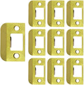 QCAA Solid Brass Extended Lip Strike, 1-1/2"X2-1/4", Polish Brass, 10 Pack, Made in Taiwan