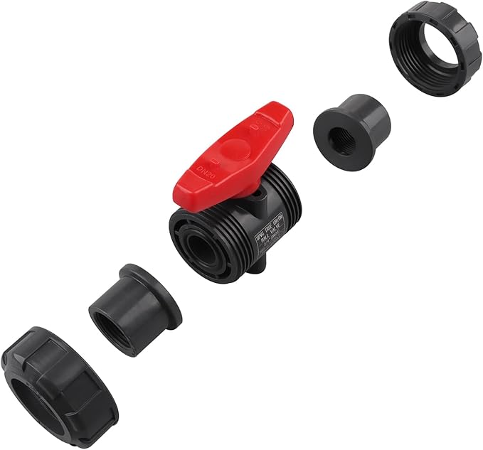 DERNORD 2 Pack PVC True Union Ball Valve NPT Threaded with Full Port, EPDM O-Rings, and Reversible PTFE Seats, Rated at 200 PSI (3/4 Inch NPT Threaded)