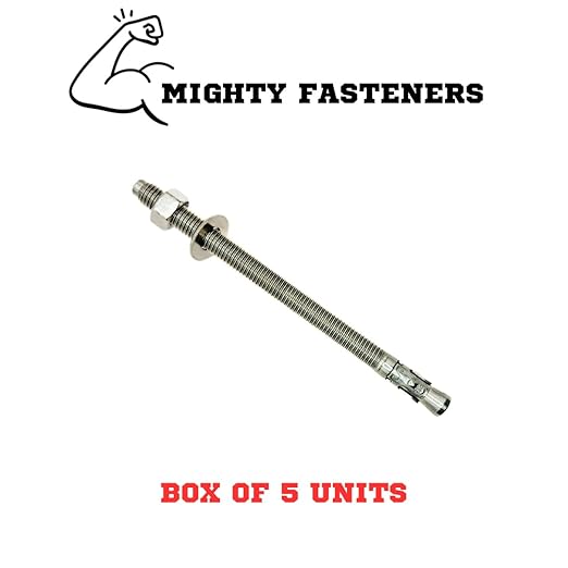 Wedge Anchors – Heavy-Duty 304 Stainless Steel Expansion Bolts for Concrete & Masonry, Rust-Resistant & Durable - 1/2" X 7-1/2" - 5 Pack