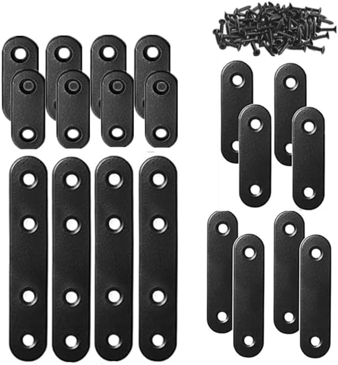 Flat Straight Brace,20Pcs Metal Brackets with 48Pcs Screws