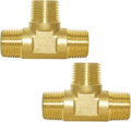 Joywayus Brass Pipe Fitting Barstock Tee 3 Way NPT 1/2" Tee (Pack of 2)