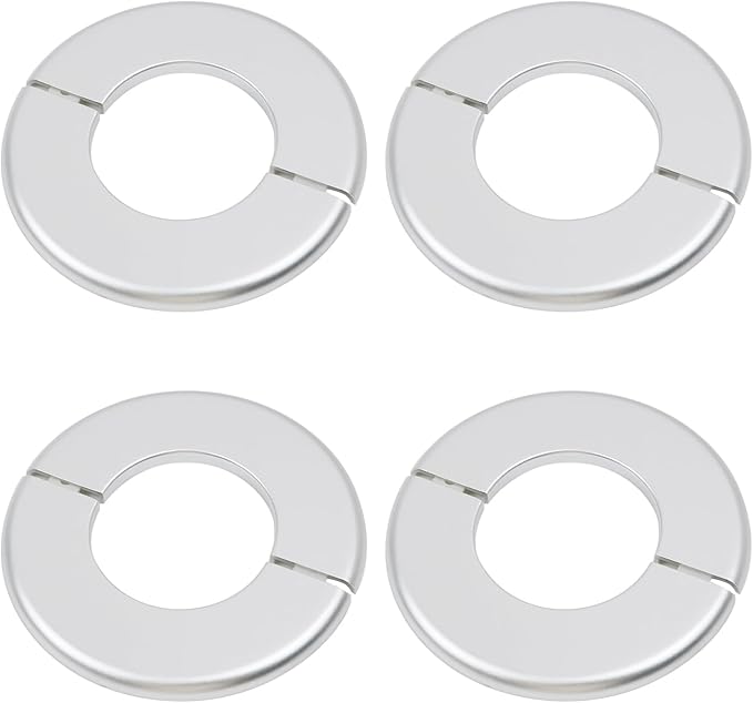 4 Pcs Wall Split Flange, ABS Round Self-Adhesive Escutcheon Plate Buckles Design for 2.5"/64mm,Silver