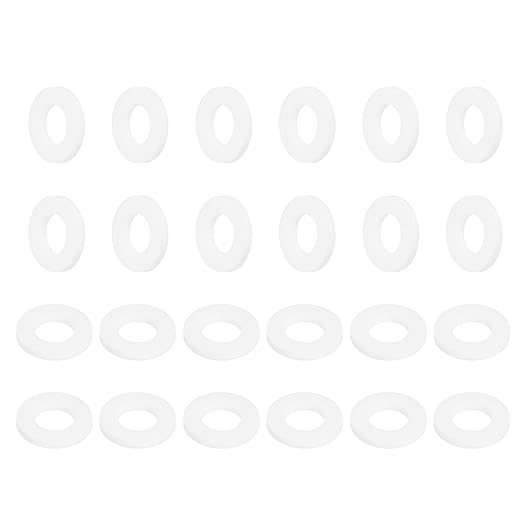 MECCANIXITY PTFE Flat Washers, 24Pack 19mm OD 10mm ID 2mm Thick Sealing Spacer Gasket Ring for Faucet Pipe Hose Bolt Machinery, White