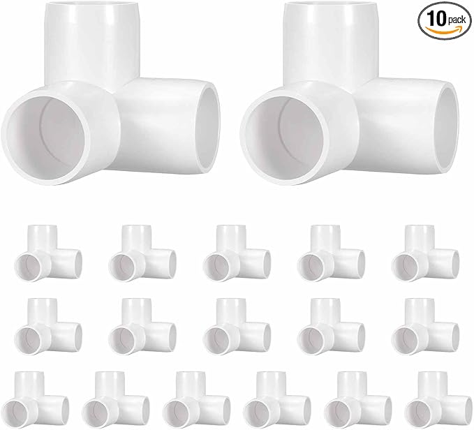 10Pcs 1/2" Elbow PVC Fitting, SCH40 3-Way Tee Furniture Grade PVC Pipe Fitting, DIY Corner Elbow Connector for Building Furniture, Greenhouse Frame Connection, Socket x Socket
