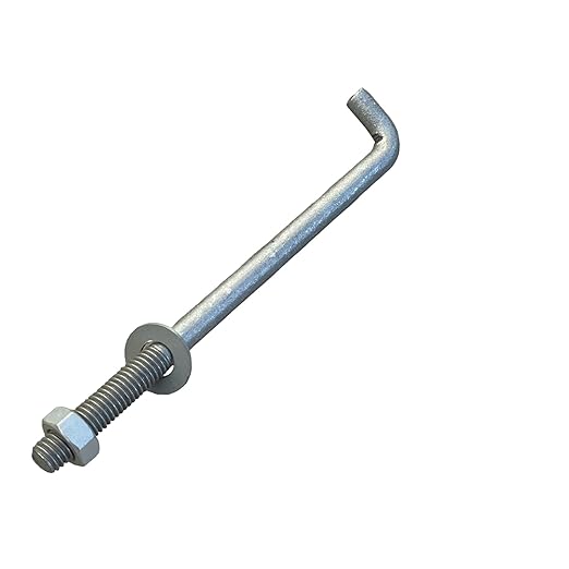Sandbaggy 1/2" x 8" Threaded Concrete Anchor L-Bolts (Nuts & Washers Included) - Hot Dipped Galvanized - Sill Plate, Base Plate, Masonry, Wood, Cement Anchors, J Bolt (300, 1/2" x 8")