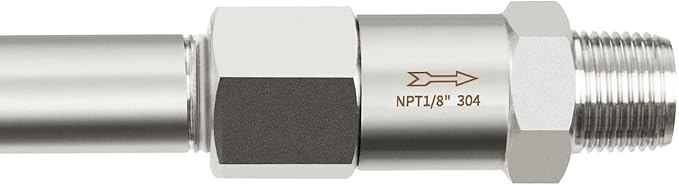 ChillWaves 304 Stainless Steel In-Line Split Check Valve 1/8" NPT Male x 1/8" NPT Female Thread, One-Way Non-return Check Valve，Prevent Water Back-flow(1-PACK)