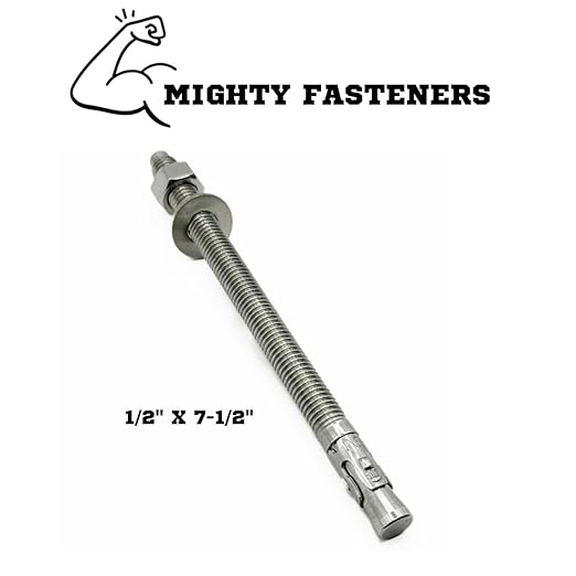 Wedge Anchors – Heavy-Duty 304 Stainless Steel Expansion Bolts for Concrete & Masonry, Rust-Resistant & Durable - 1/2" X 7-1/2" - 50 Pack