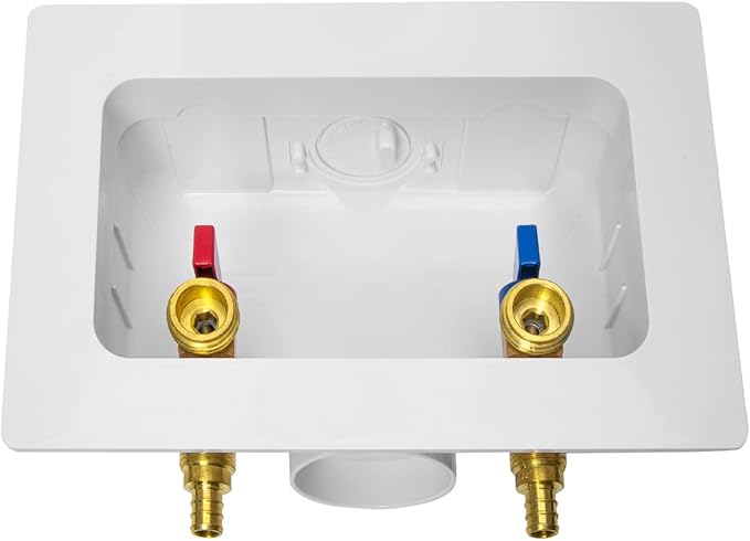 EFIELD Premium Washing Machine (Laundry) Outlet Box, 1/2-inch Crimp Pex Inlet x 3/4 inch MHT Outlet Connection, with Center Drain,(WM026)