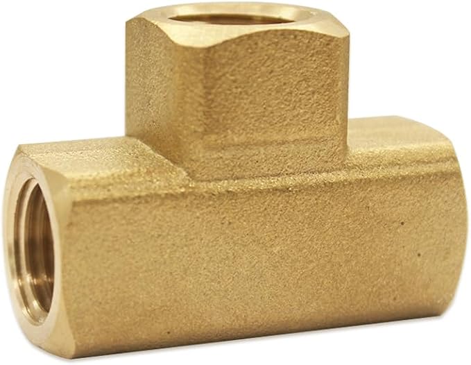 Hooshing Brass Pipe Fittings 1/4" x 1/4" x 1/4" NPT Female Tee Adapter for Air Compressor Gas Line Plumbing