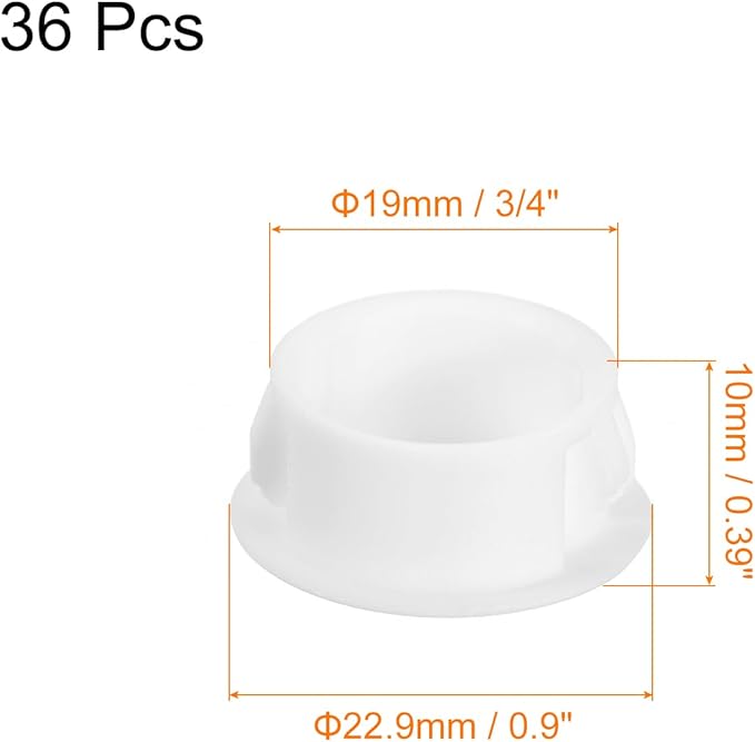 uxcell 19mm(3/4") Plastic Hole Plugs, 36Pcs Flush Type Panel Round Snap in Fastener Knockout Locking Plugs for Furniture Insert End Caps Panels, White