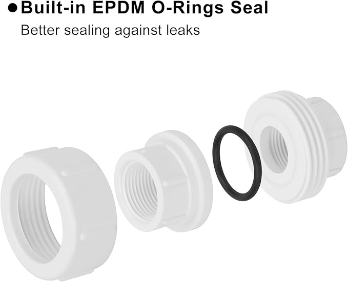 6Pcs 1/2Inch Female Threaded PVC Union Coupling Pipe Fitting (Female x Female) 1/2'' PVC FNPT Female Union Coupling Adapter for Sprinkler Pipe, Irrigation, Plumbing, Schedule 40, EPDM O-Ring