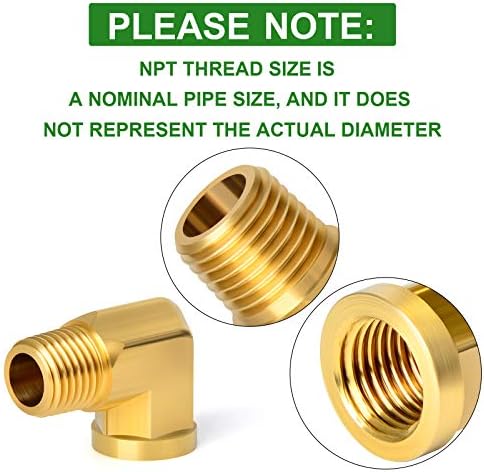 TAISHER 2PCS 90 Degree Barstock Street Elbow, 3/8 Inch NPT Male Pipe to 3/8 Inch NPT Female Brass Pipe Fitting