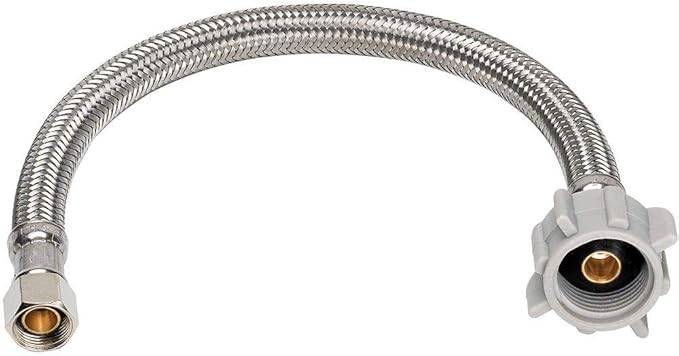 PROCURU 10-Pack 12-Inch (1Ft) Toilet Connector 3/8" Comp x 7/8" BC, Stainless Steel Braided Water Supply Line (9ST12-10P)
