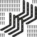 Black L Bracket 4 Inch Stainless Steel Corner Braces, 8 Pack 100x100mm 90 Degree Right Angle Joint Brackets for Wood Shelves Cabinets, with Screws