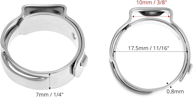 QWORK 1/2" PEX Cinch Clamps Rings, 120 Pcs 304 Stainless Steel Ear Hose Clamps for 1/2 Inch PEX Pipe, Pinch Clamps, Liquid & Air-Tight Seal, Ideal for Hoses & Fuel Lines