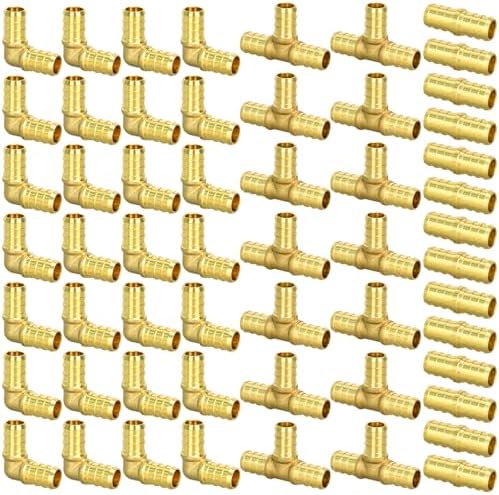 80pcs 1/2" Brass PEX Fittings Combo with Tees"T", Elbows, Couplings