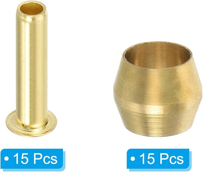 PATIKIL 3/16" Tube ID Compression Assortment Kit, 15 Set Brass Compression Sleeve Ferrule & Insert for Water Oil Air Pipe