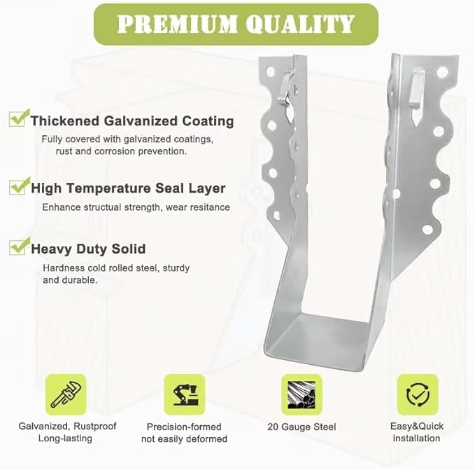 (20 Pack) 2" X 6" Joist Hanger 18 Gauge Double Shear Face Mount Joist Hangers for Wood, Floor Deck and Ceililng Joists