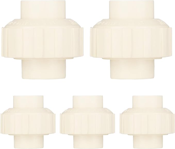(5 Pack) EFIELD 1/2" Inch CPVC Slip Union, CTS x CTS Union Solvent Connection Fittings,(CPVC030-5)