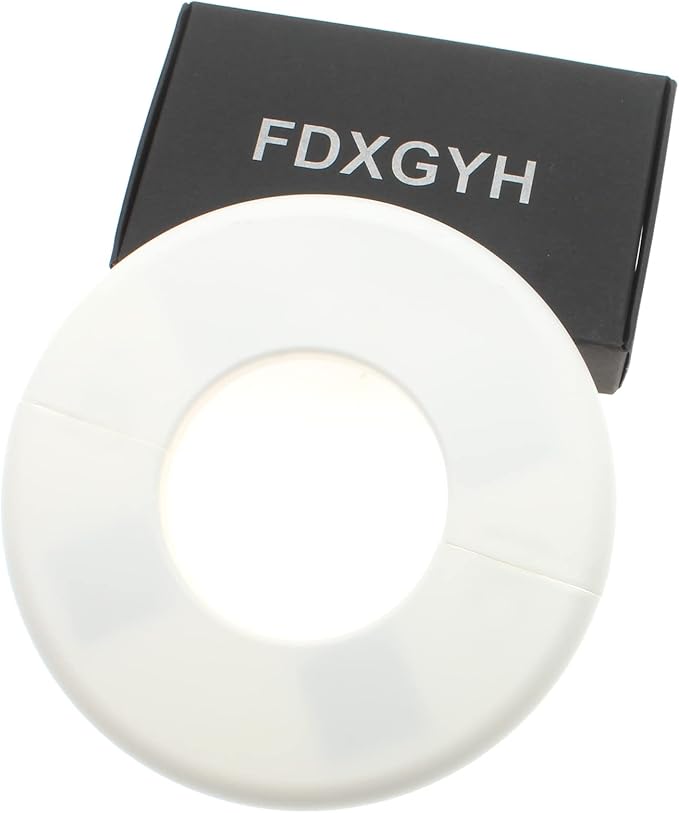 FDXGYH 2 Pcs ID 2.0 Inch ABS Wall Split Flange Self-Adhesive tape Round Escutcheon Plate Cover for Water Pipe Faucet Decoration Accessories [White]