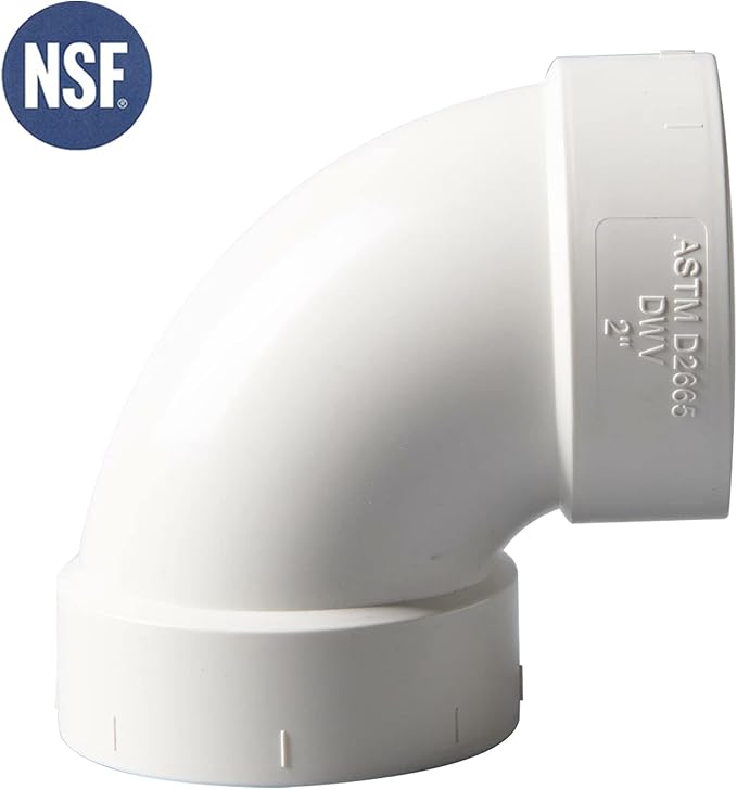Rainbow Dream 2 Inch DWV 90 Degree PVC Pipe Elbow - 2pcs, White
