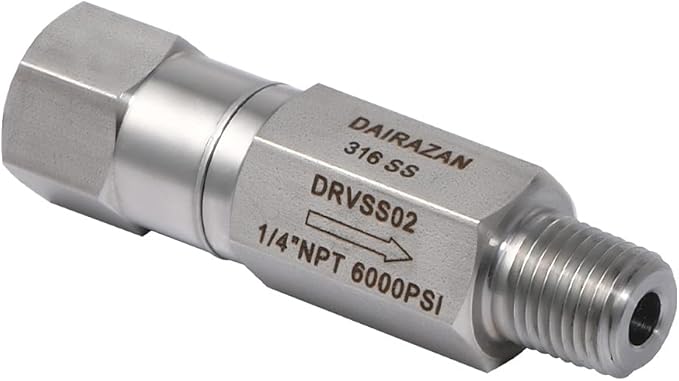 In-line Ball Check Valve - Stainless Steel 316 One Way (SS316, 1/4"NPT MxF)