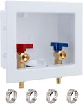 SUNGATOR Pex Washing Machine Outlet Box with Center Drain, Laundry Washer Valve Box, 1/2 Inch Pex Crimp Inlet x 3/4 Inch MHT Outlet，with 4 Crimp Rings