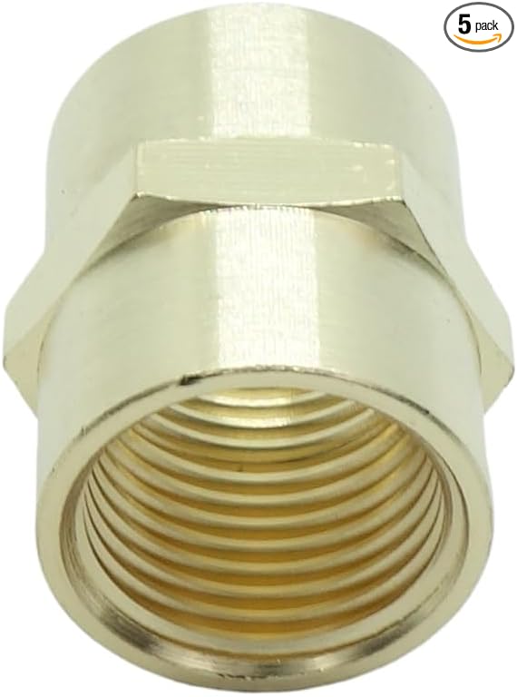5 Pcs Brass Female Coupling 3/8" x 3/8" NPT fnpt to fnpt Coupler