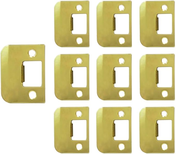 QCAA Solid Brass Extended Lip Strike, 1-3/4''X2-1/4", Polish Brass, 10 Pack, Made in Taiwan