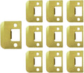QCAA Solid Brass Extended Lip Strike, 1-3/4''X2-1/4", Polish Brass, 10 Pack, Made in Taiwan