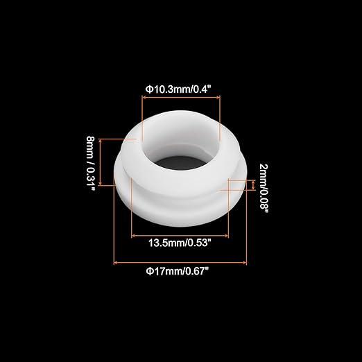 MECCANIXITY 20Pcs Snap Silicone Rubber Grommet Plug Mount Dia 13.5mm ID 10.3mm Narrow Groove Width 2mm Seal Anti-Scratch Sleeves for Electrical Box Cable Pipes White