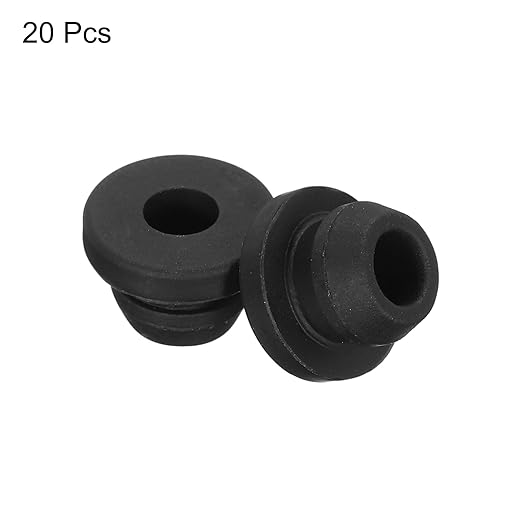 MECCANIXITY 20Pcs Snap Rubber Grommet Plug Mount Dia 7mm ID 4.5mm Narrow Groove Width 2mm Seal Anti-Scratch for Electrical Box Cable Pipes Black
